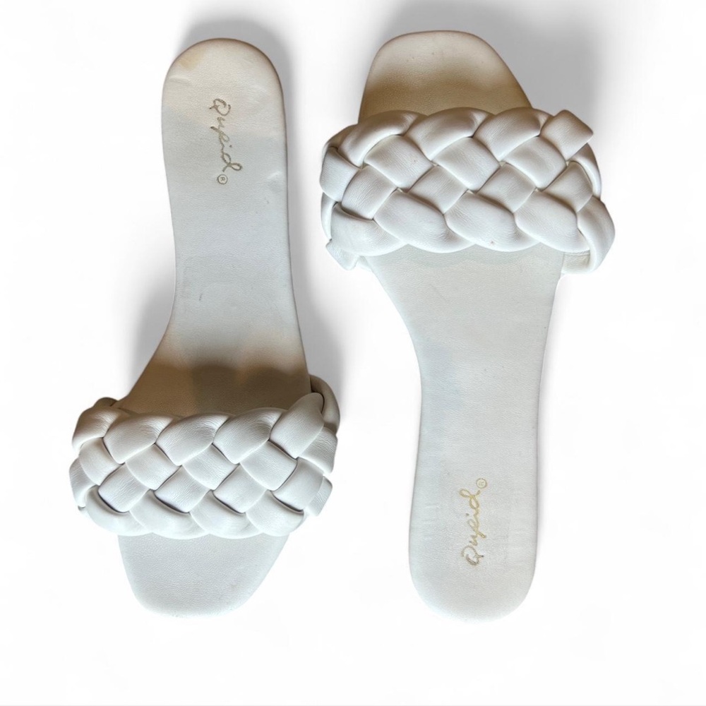 White Qupid Braided Sandals